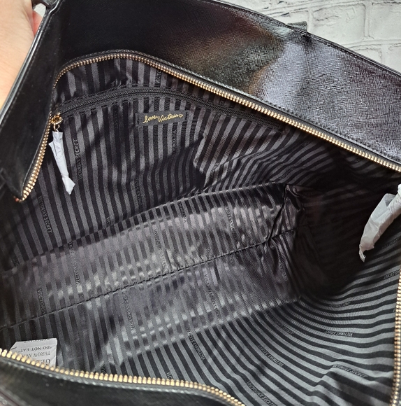 🎈HOLD🎈VICTORIA'S SECRET' TOP~ZIP CARRY~ALL TOTE BAG DOUBLE STRAP RIBBON LOGO - Picture 10 of 16